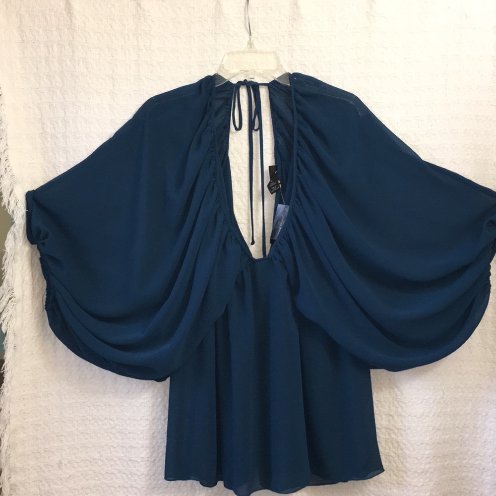 Lane Bryant Gorgeous Deep Blue Blouse  sz 16 NWT